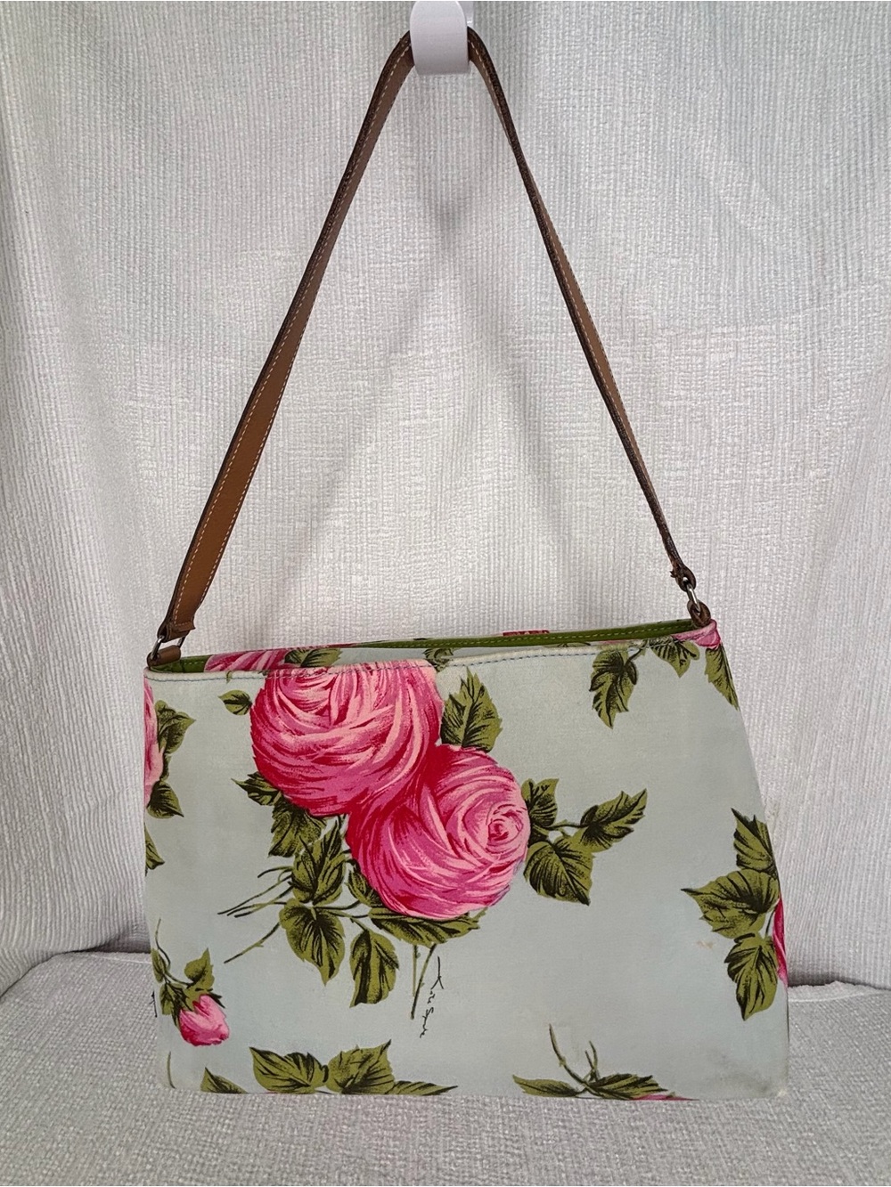 Vintage Kate Spade Blue Cabbage Rose Sam Bag – Rare Y2K Floral Fabric Bag